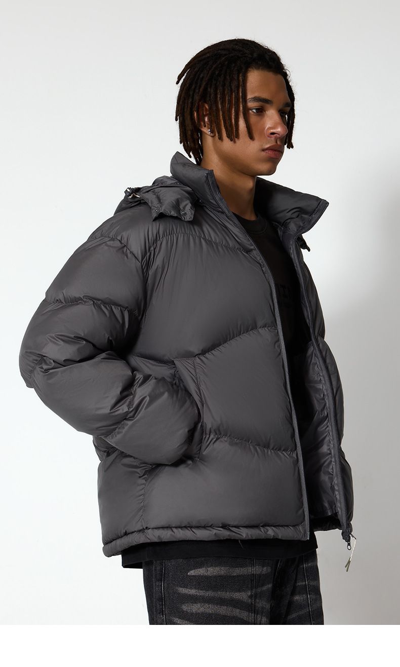 Männerkleeder liicht a portabel Puff Daunenjacke trendy Mark Hierscht a Wanter nei Samt effen Faarf Kapuzenjacke fir Männer_voghion.com