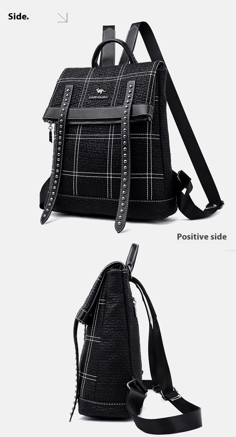 Mochila de piel de vaca con bordado de cuero genuino, nueva edición coreana, versátil, para mujer, con uno o dos hombros_voghion.com