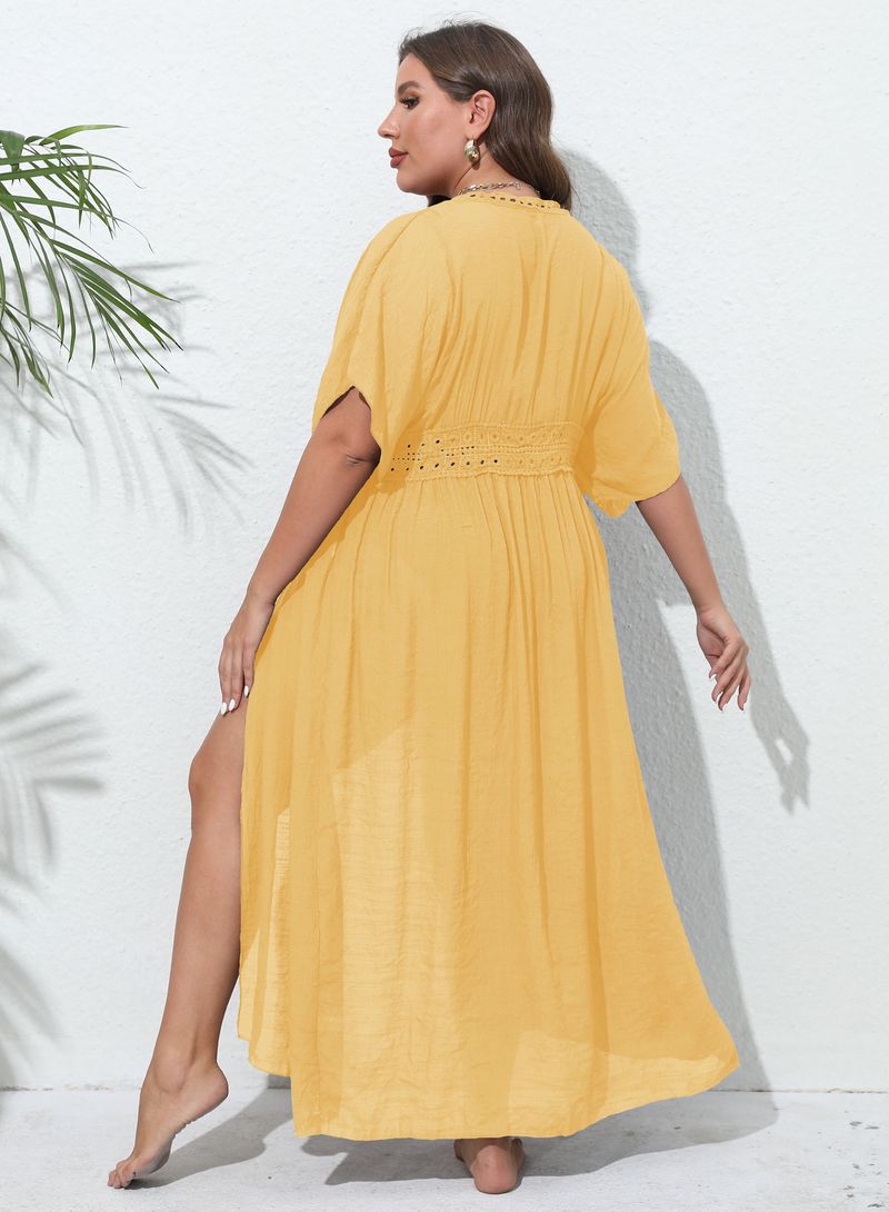Damenmantel große Größe Damenbekleidung Spitze Spleißen Strand Bikini Oberbekleidung Riemen Sonnenschutz Strickjacke_voghion.com
