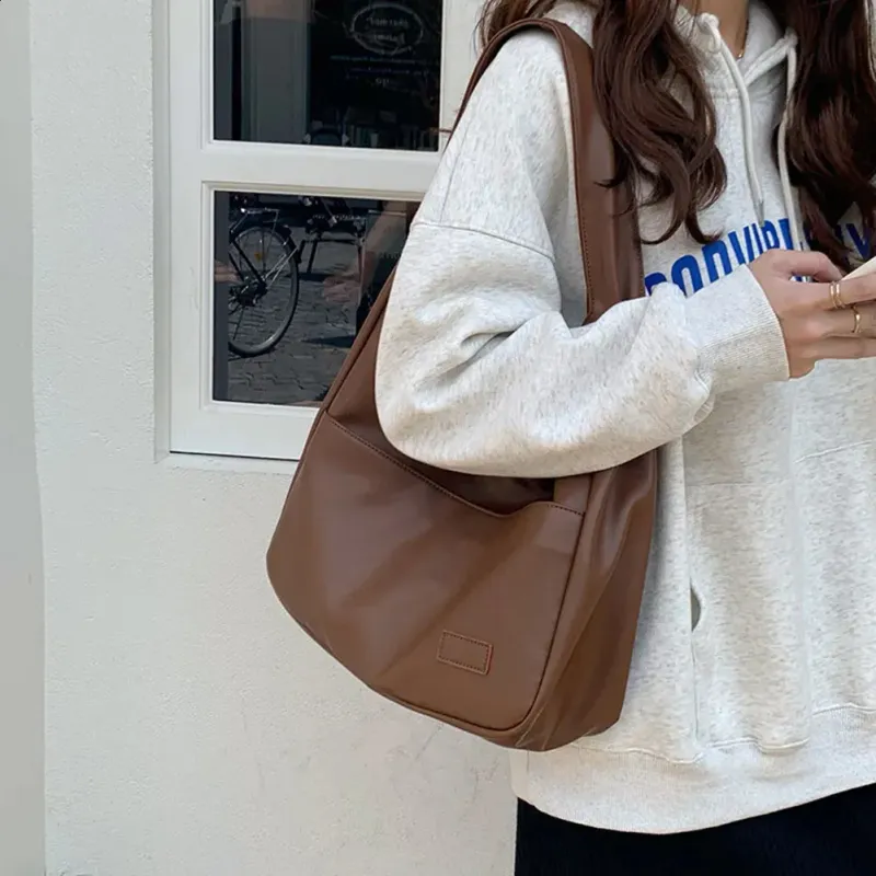 Borse Hobo Vintage: Borsa a tracolla da donna in morbida pelle PU, borsa a mano retrò di grande capacità per autunno e inverno_voghion.com
