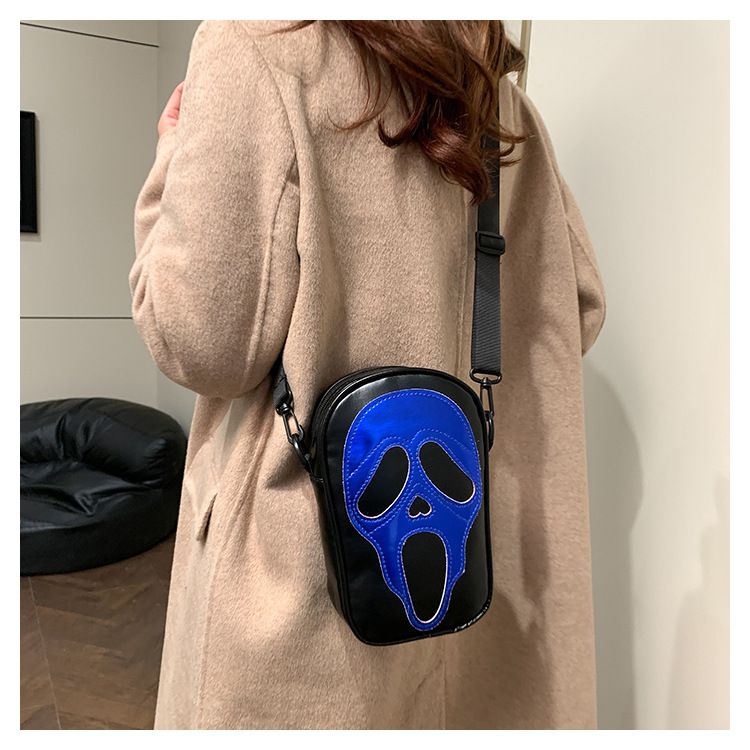 Funny Skull Crossbody Bag For Women - Gothic Halloween PU Shoulder Purse With Phone Pocket & Zipper Closure (Multiple Colors)_voghion.com