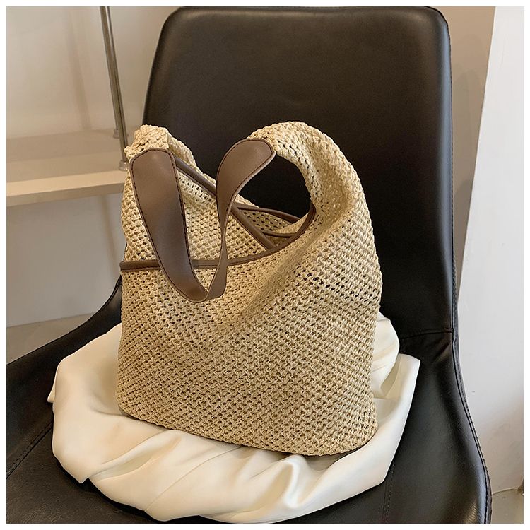 Borse da donna in tessuto di carta a tracolla da donna alla moda Borse da spiaggia estive di grande capacità in paglia Borse tote casual 2023_voghion.com