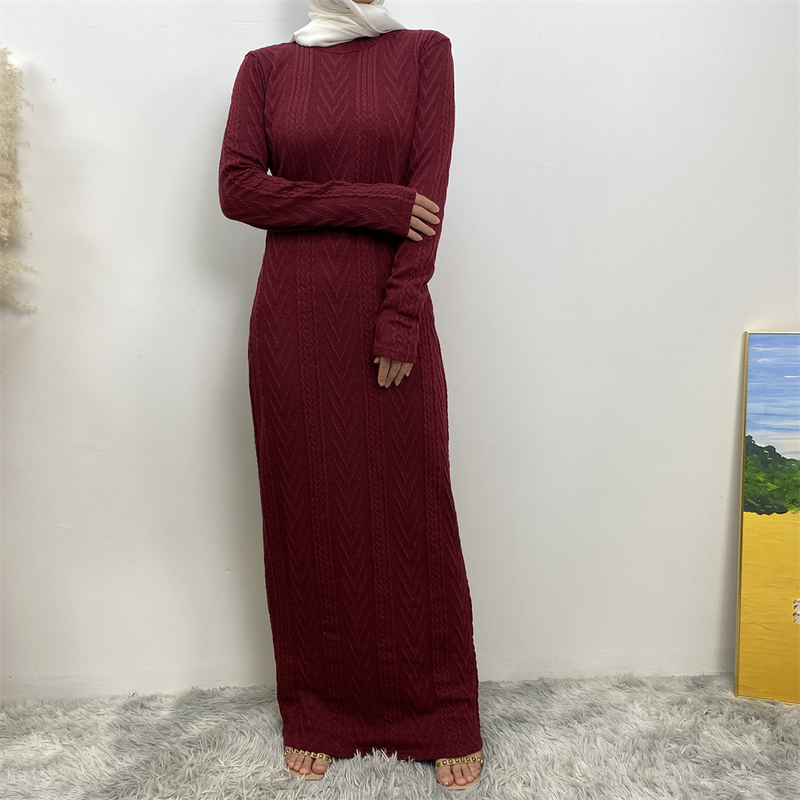 Damenmode, lässig, einfarbig, langärmelig, Pullover-Basiskleid_voghion.com
