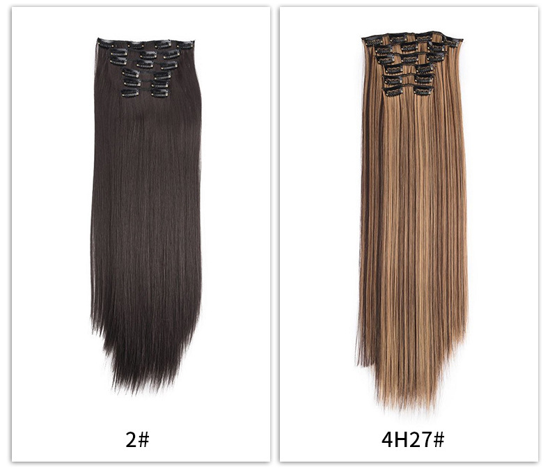 Set di capelli sintetici con toppe per parrucche lunghe e diritte. Parrucca diritta da 16 carte_voghion.com