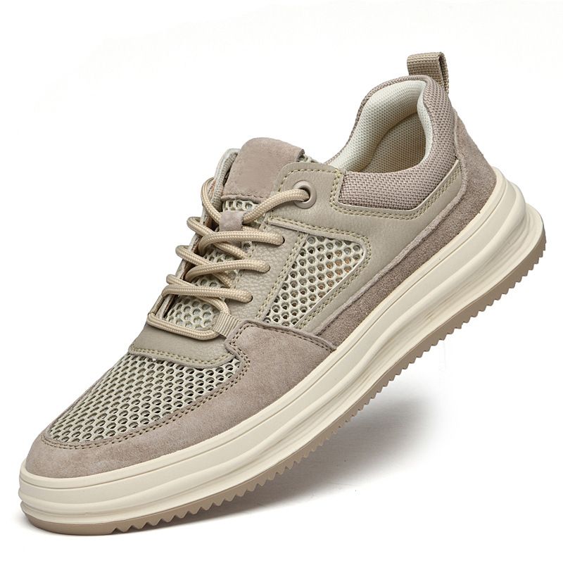 Mesh Pigskin Men's Shoes Men's Mesh Sports And Leisure Retro Board Shoes Men_voghion.com