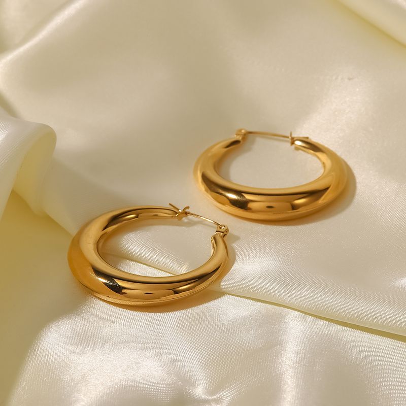 Orecchini pendenti in acciaio inossidabile al titanio placcati oro sottovuoto con anello cavo da donna alla moda francese INS_voghion.com