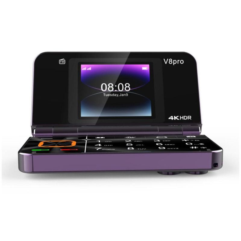 V8 PRO Flip Mobile Phone 2G GSM 1.77" Display Auto Call Recorder Speed Dial 32+64MB Memory 2SIMs Foldable Keyboard Telephone_voghion.com