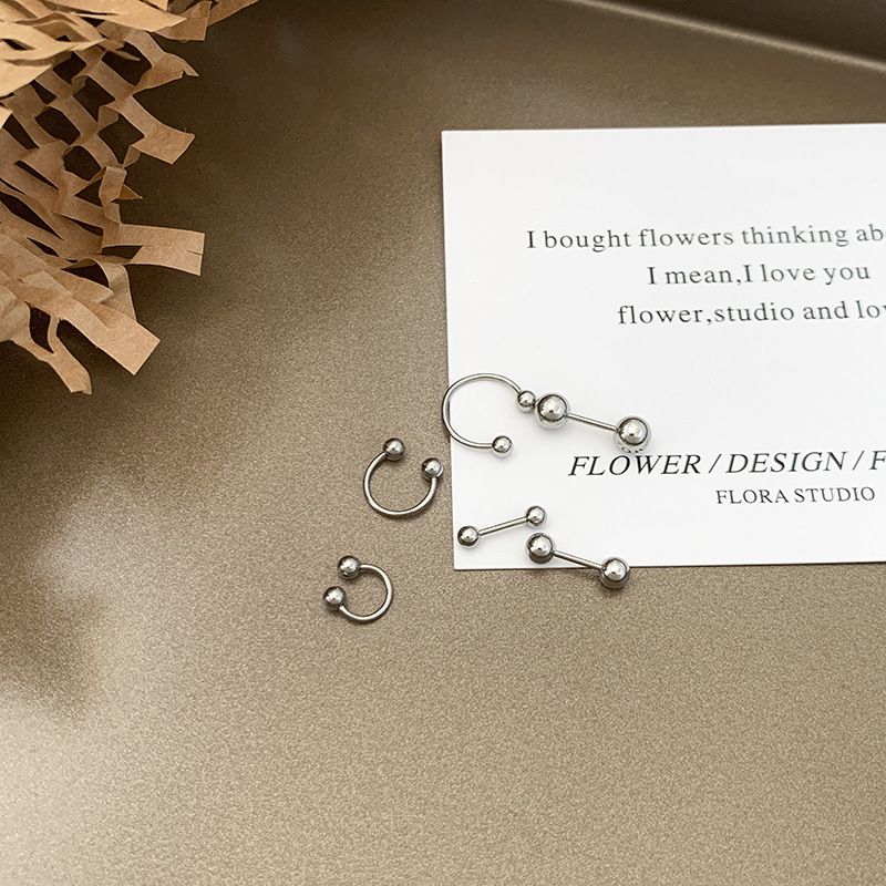 Double Ball For Women High-end Ins Style Bone Sleep Without Removing Ear Piercing Stud Hoop Earrings Summer_voghion.com