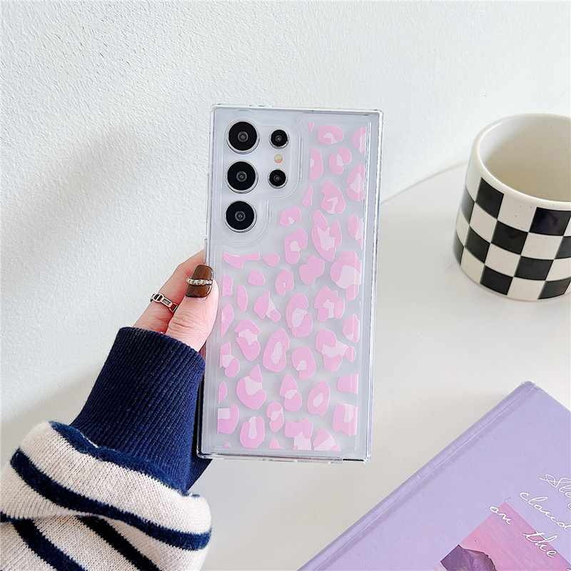 Custodia per telefono con stampa leopardata per Samsung Galaxy S24 S23 Ultra S21 S22 Plus S20FE S21FE Nota 20 Airbag trasparente antiurto_voghion.com