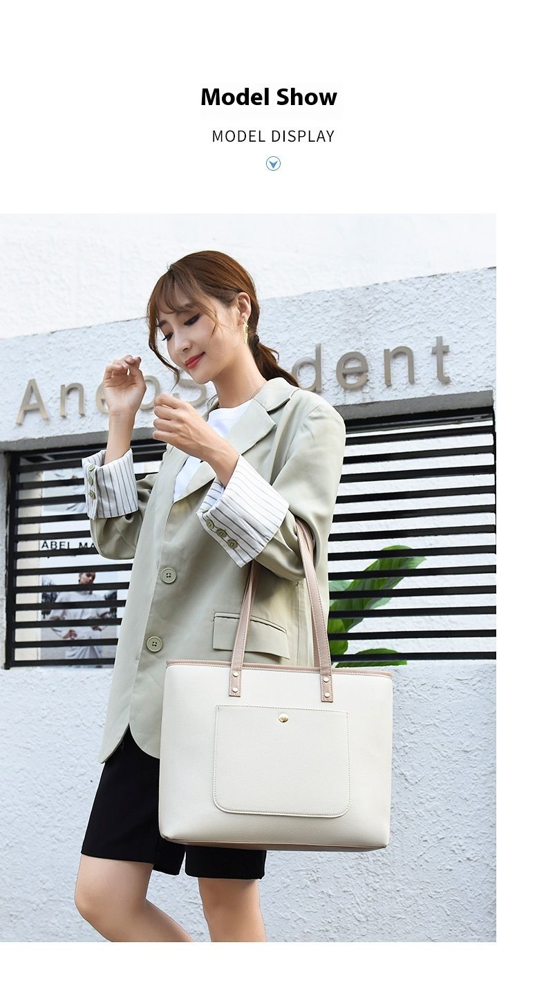 New Minimalist Tote Computer Bag With Large Capacity PU Women's Briefcase 14 Inches 15.6 Inches Shock-absorbing Laptop Bag_voghion.com