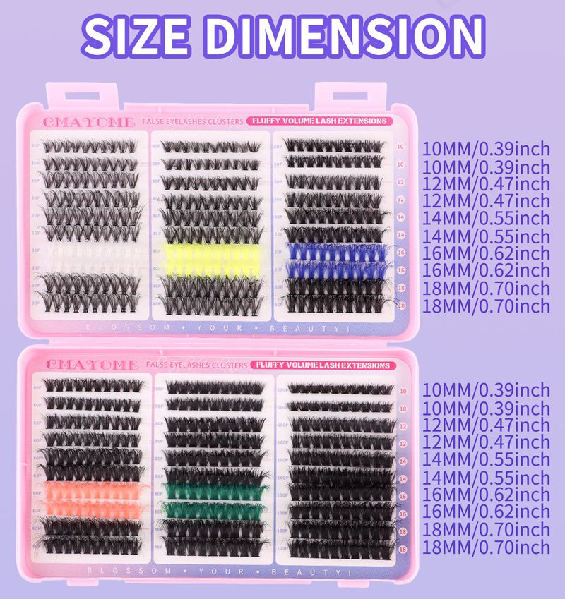 590 Colorful Single Cluster False Set Natural Dense 10-18mm DIY Segmented D-Curve Eyelashes_voghion.com