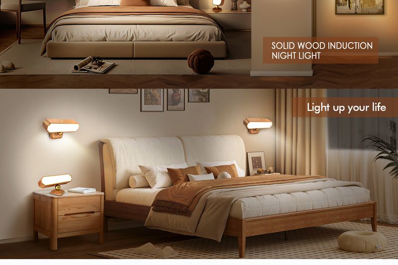 Wooden Motion Sensor Wall Lights - Magnetic Reading Lamps For Hotels/Libraries_voghion.com