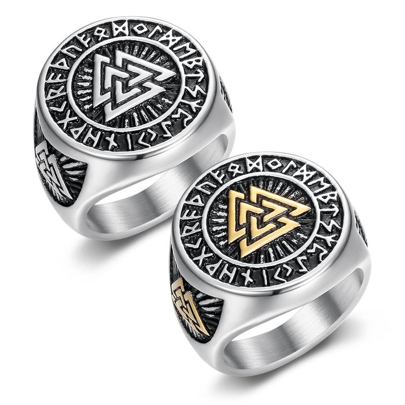 Keltischer Knoten Ring für Herren mit nordischem Wikinger-Dreieckssymbol Valknut_voghion.com