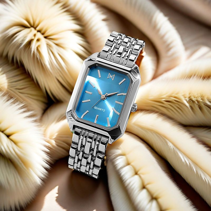 Dameshorloges Eenvoudig horloge voor dames Pauwgroen Hoogwaardig rechthoekig stalen band Studentenhorloge Dameshorloge_voghion.com