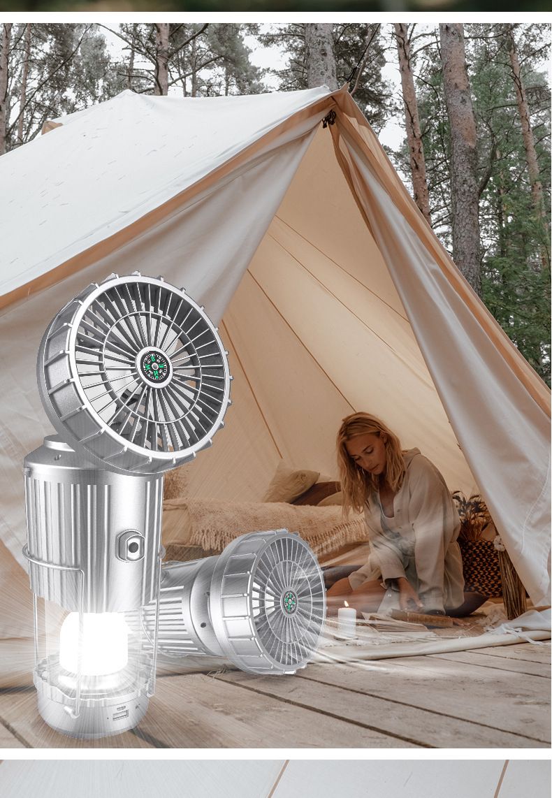 Bärbar solcellsfläkt för utomhusbruk, campinglampa, litiumbatteri för häst_voghion.com