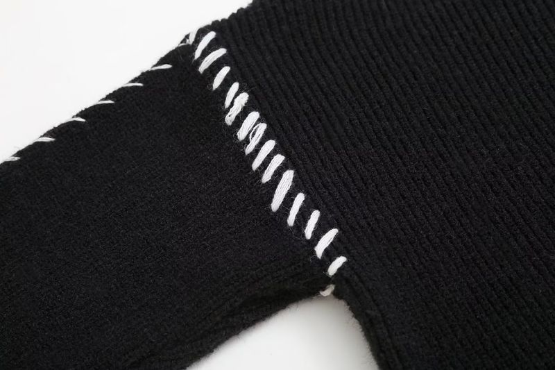 Women's Clothing 2024 Autumn Round Neck Knitted Warm Versatile Chic Color Block Sweater M6221_voghion.com