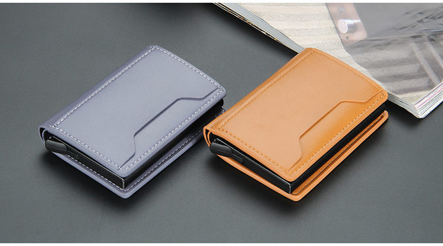 Neue RFID-Kartenetuis für Männer Kleine Kartenetuis aus Kohlefaser Mini-Geldbörse für Männer Hochwertiges PU-Leder Schlanke männliche Geldbörsen_voghion.com