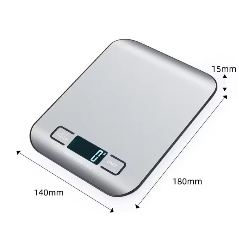Digitale Küchenwaage, LED-Anzeige, 5 kg/1 g, Edelstahl-Panel, elektronische Waage, für Zuhause, Schmuck, Lebensmittel, Snacks, Wiegen, Backutensilien_voghion.com