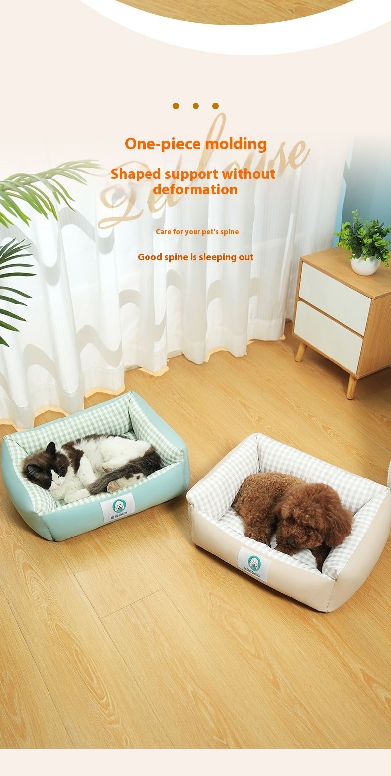 New Four Seasons Universal Grid Square Spring Autumn Warm And Comfortable Cat Cute Small Dog Nest_voghion.com