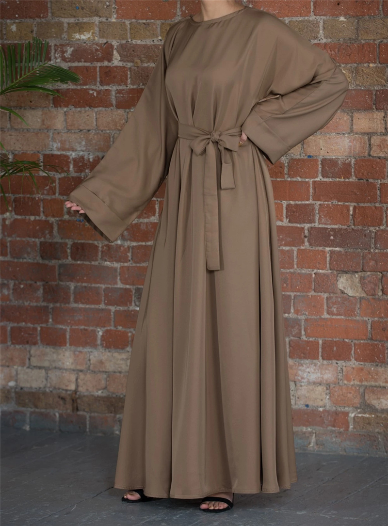 Women's solid color large size robe dress _voghion.com