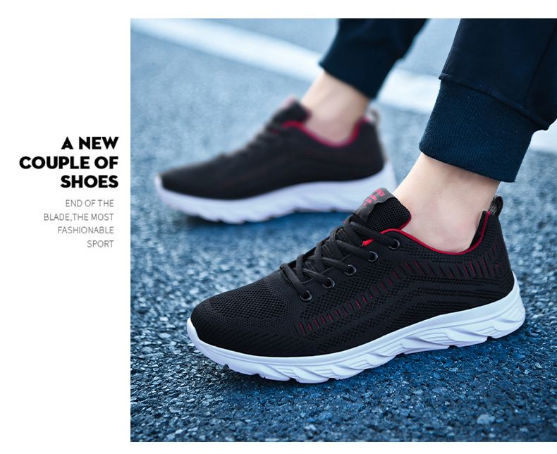 Scarpe da ginnastica da uomo alla moda in maglia con lacci, scarpe da ginnastica da passeggio per corsa atletica all'aperto_voghion.com