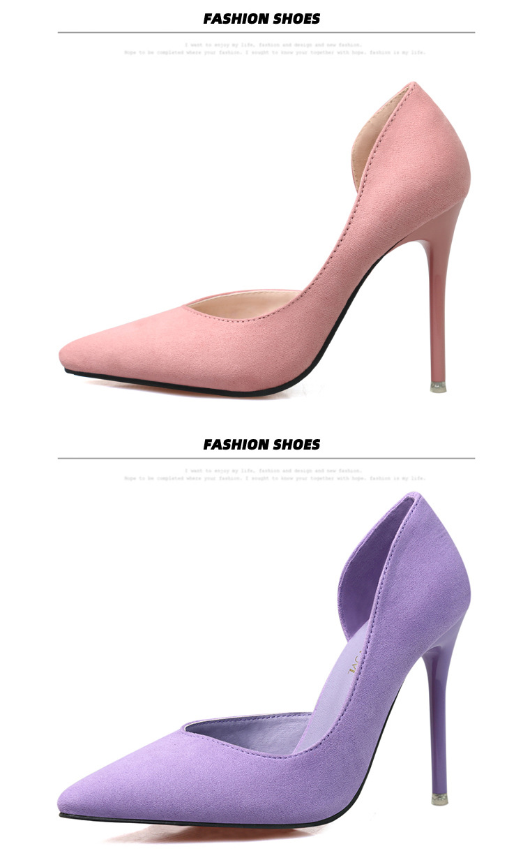 8915-3 Korean version fashionable and minimalist slim high heeled suede for slimming effect, shallow mouthed pointed_voghion.com