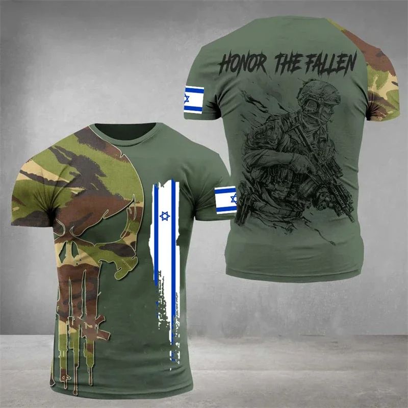 Israel National Flag Tshirts For Men Sportswewar GYM Tactical Tops Camo 3d Printing Israeli Tee Shirt Soldiers Forest Tees 4XL_voghion.com