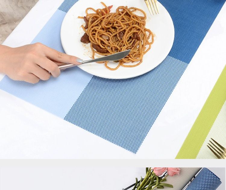 Tovaglietta in PVC - Resistente all'olio e al calore (elegante design a blocchi di colore, facile da pulire, per piatti e ciotole, per cene di lusso)_voghion.com