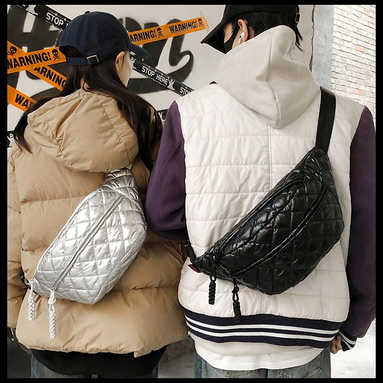 Winter New Women's Waist Bag Large Capacity Cotton Coat Crossbody Bag Fashion Waist Bag Diamond Embroidery Couple Chest Bag_voghion.com