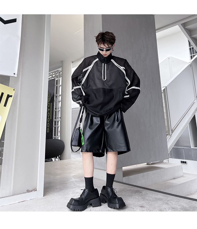 Summer Niche Design Black And White Contrast Color Sun Protection Clothing_voghion.com