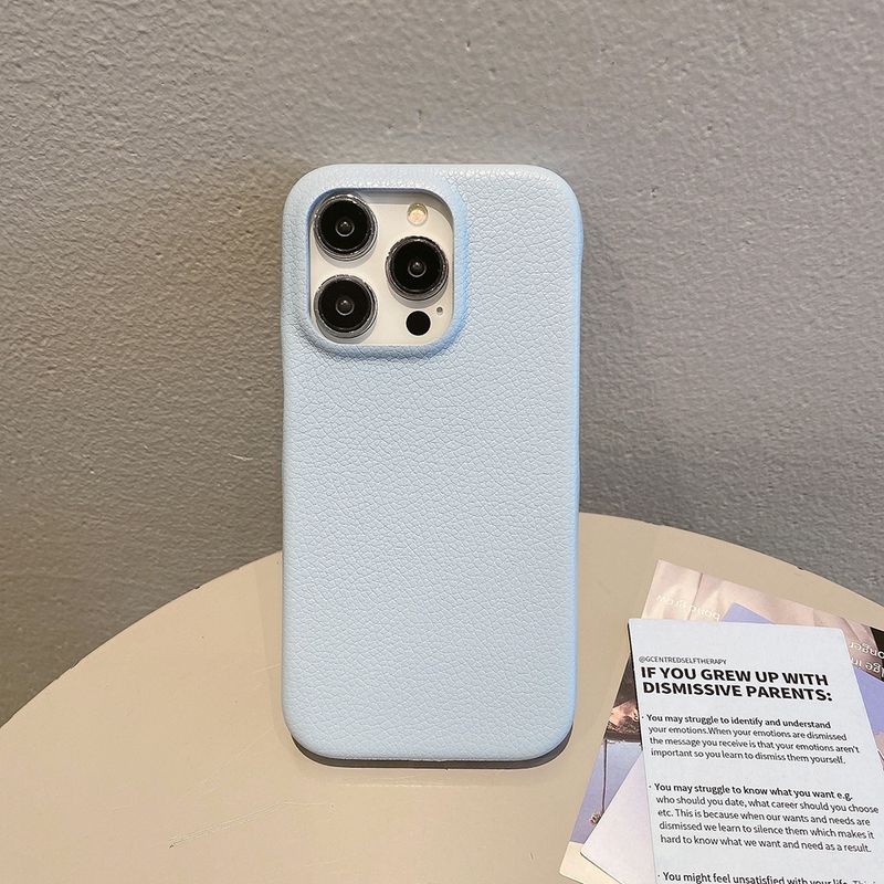 Gælder for iphone14 simpelt beskyttende etui 12 litchi mønster 13ProMax creative ins vind telefon cover_voghion.com