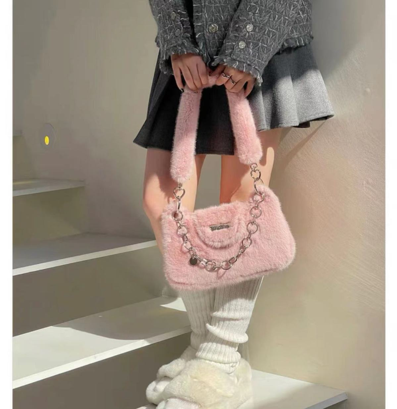 Y2K filles épicées haute qualité aisselles croix corps chaîne décontracté mignon sac en peluche fille_voghion.com