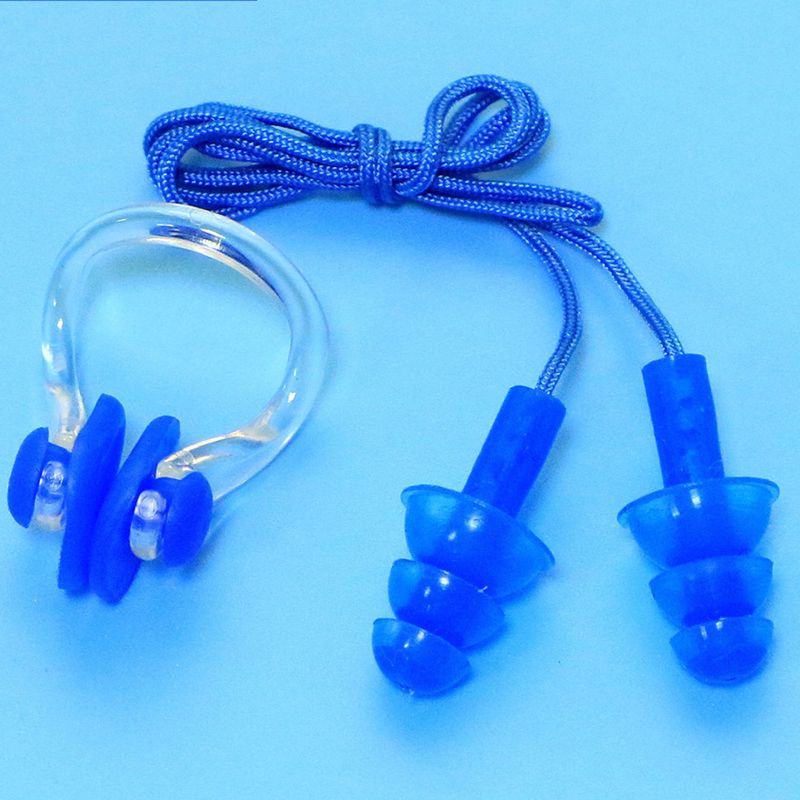 Boxed Swimming And Dustproof Waterproof Silicone Soft Earplugs Nose Clips Set_voghion.com