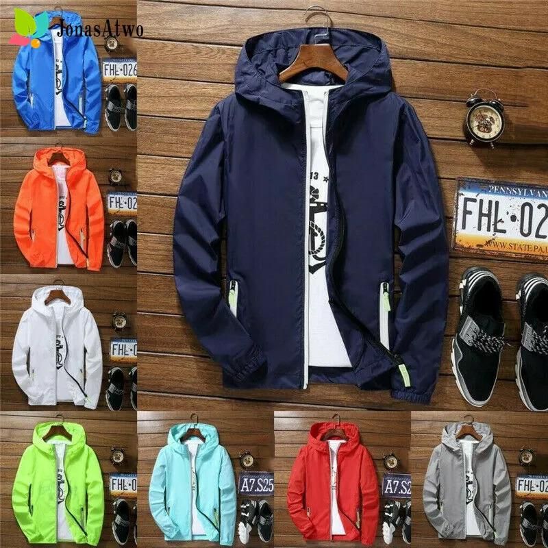 Pánská nepromokavá větrovka, mikina s kapucí na zip, rychleschnoucí, velikost S-4XL_voghion.com