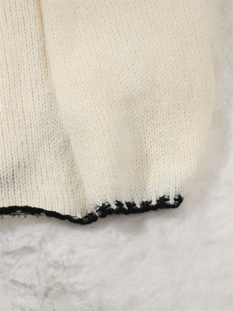 Maglione casual a collo alto con ricamo a mano, nuovo modello da pendolare, autunno e inverno, in contrasto di colore, per donna_voghion.com