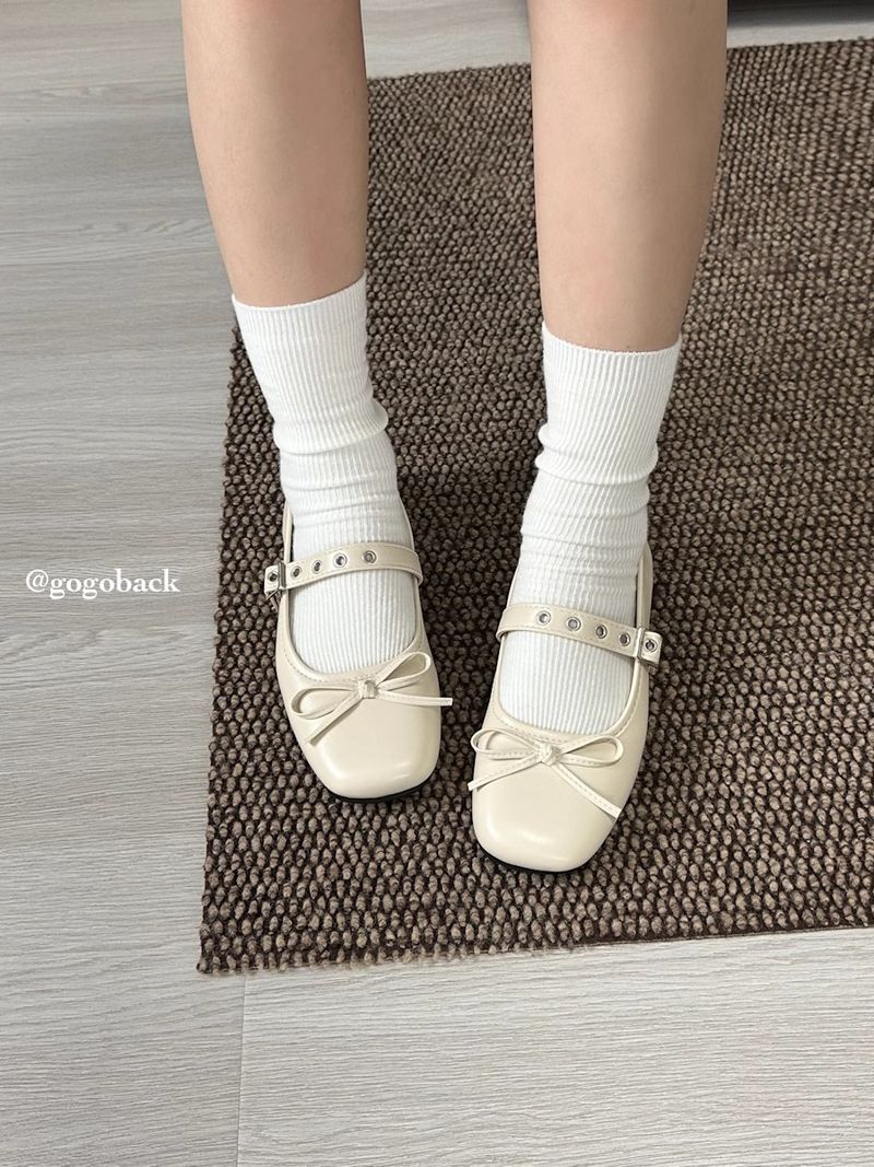 Lancui Niche Four-Color Versatile Ballet Style Soft Sole Comfortable Mary Jane Shallow Mouth Women's Leather Shoes_voghion.com