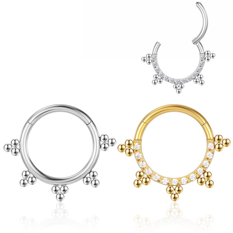 F136 Anello al naso in titanio Elica Cartilagine Clicker Setto Trago piercing Zircone Donna 16G Orecchini Sezione incernierata Gioielli per il corpo_voghion.com