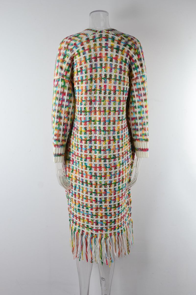 K New Plus Size Long Cardigan With Tassels; Women's Hot Style._voghion.com