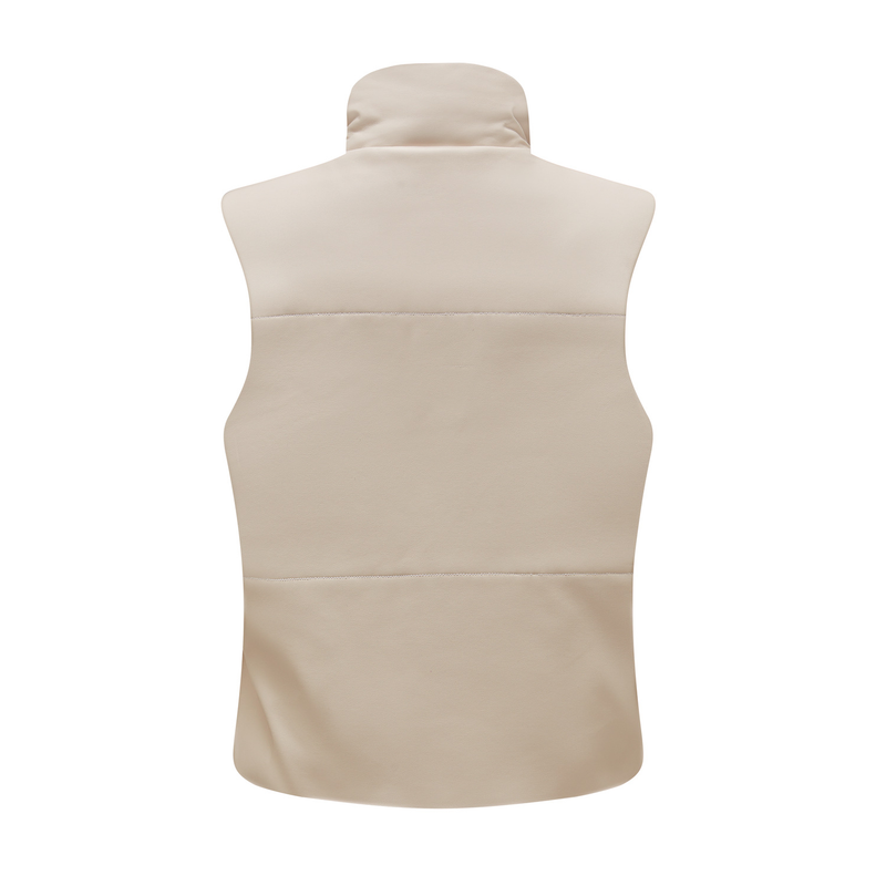 Gilet in pelle da donna per giacca imbottita con cerniera in cotone con clip senza maniche_voghion.com