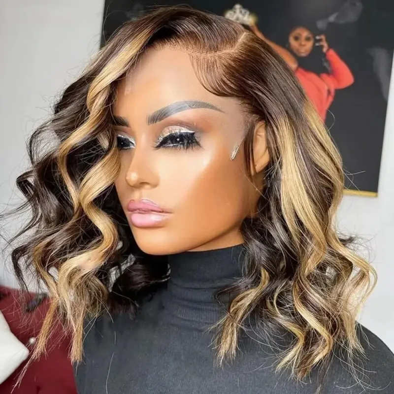 Parrucca corta Bob con chiusura in pizzo per capelli umani, colore: arancione zenzero, con capelli per bambini, per donne 16_voghion.com