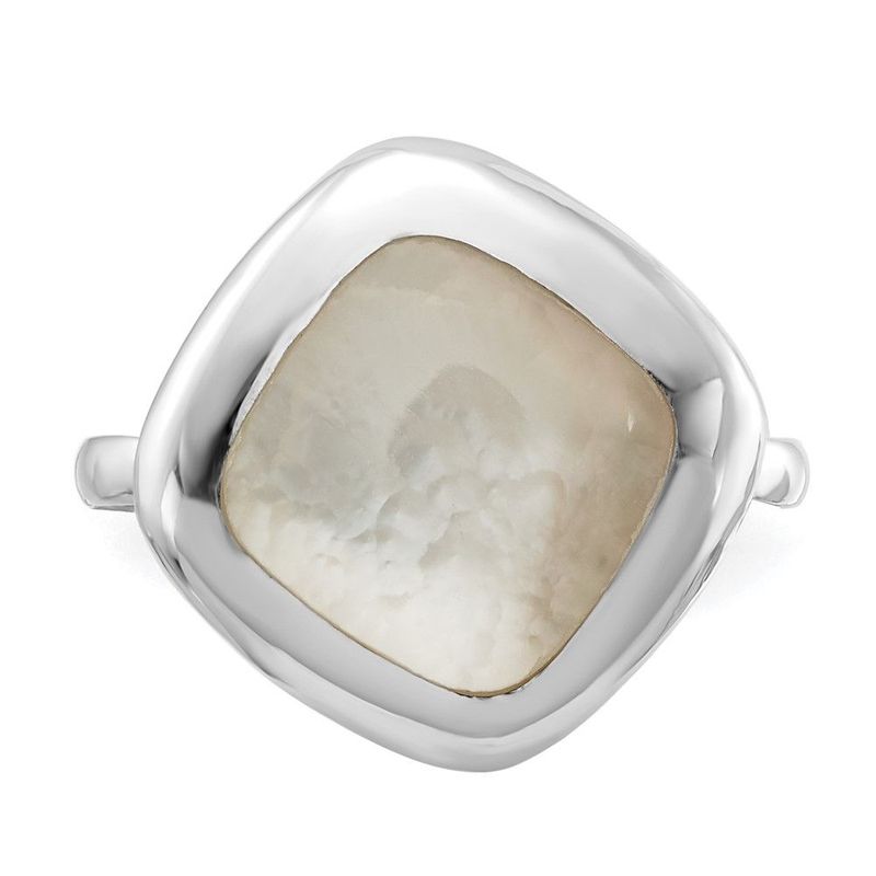 Sterling Silver Rhodium-plated Moon Mother Of Pearl Ring_voghion.com