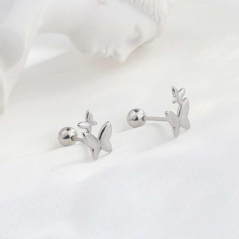 Orecchini a perno con doppia farfalla placcati in oro 925 per donna e ragazza S6_voghion.com