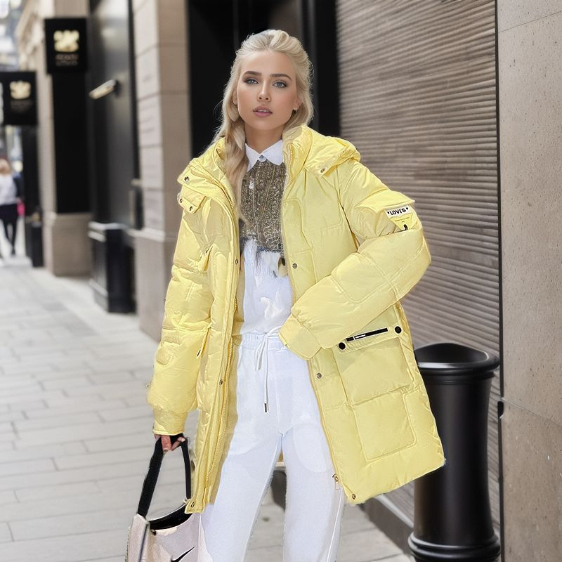 Damen Warme Jacke Wattierte Jacke im langen Winter Neue Dicke Winddichte Warme Wattierte Jacke Ausländische Luft Wattierte Jacke_voghion.com
