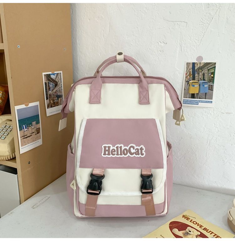Kinderrucksäcke College-Stil Kontrastfarbe Studentenrucksack Weiblich New Forest Style Kleiner frischer Rucksack Beliebter Nylonrucksack_voghion.com