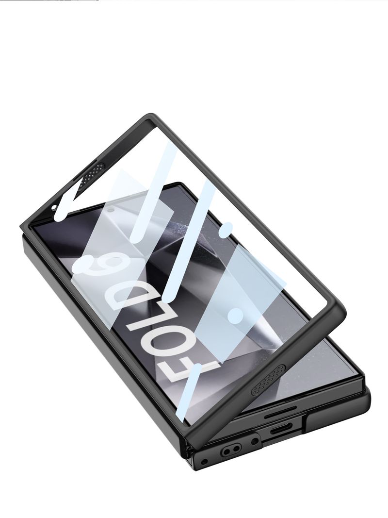 Applicable to Samsung Galaxy ZFold6 folding mobile phone case, push window case, film matte plain leather case, anti-drop mobile phone case._voghion.com