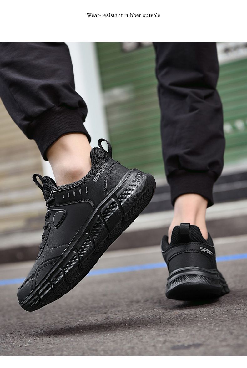 Herrenschuhe Laufschuhe mit Lederoberteil, lässige Sneakers für Studenten, Reiseschuhe mit weicher Sohle für Männer_voghion.com