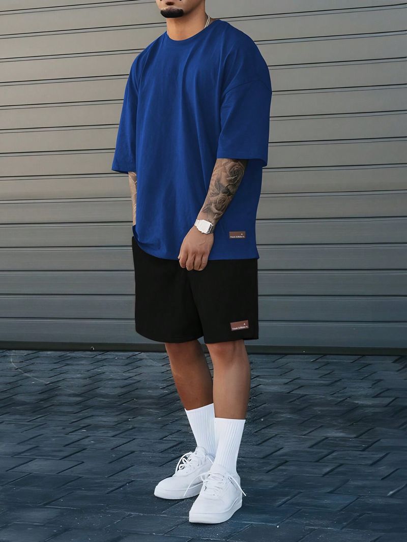 Men's Clothing Summer New Simple Sports Casual Suit Men's Short Sleeved T Shirt With Shorts With Small Icon ME2 MA1_voghion.com