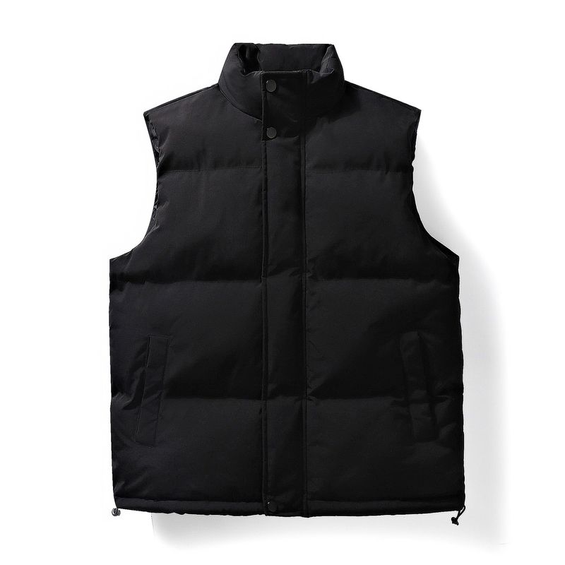 Winter Cotton Jacket Men's Vest 2024 Autumn And Winter Short Casual Stand Collar With Thick Velvet Insulation Jacket Cotton Back Heart Tide_voghion.com