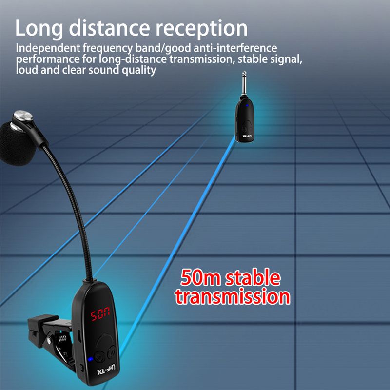 UHF Mikrofon System Clip auf Musical Instruments Drahtlose Empfänger Sender für Saxophon Trompete_voghion.com