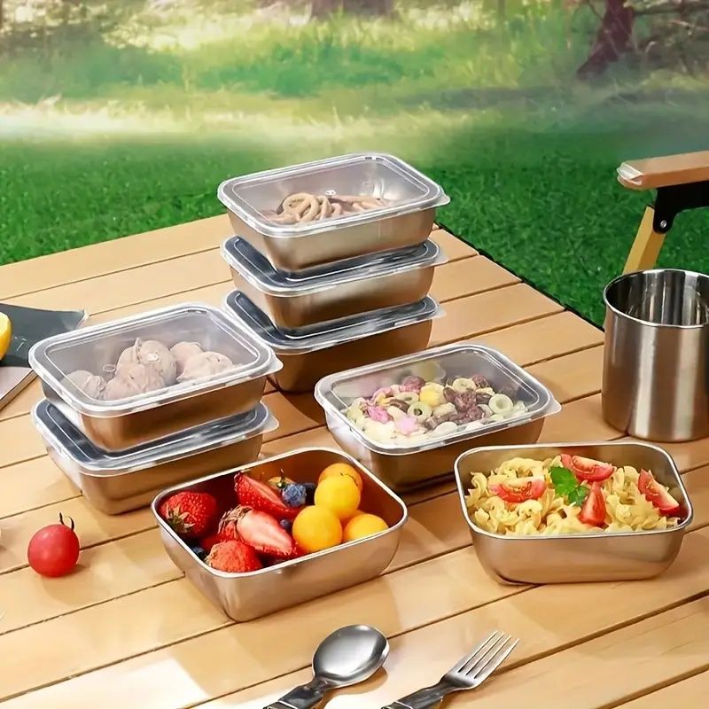 5 Stück Edelstahl-Lebensmittelaufbewahrung, stapelbare Meal-Prep-Boxen für Küche, Kühlschrank, Mittagessen, ideal für Meal-Prep, Reisen, Küchenaufbewahrung_voghion.com